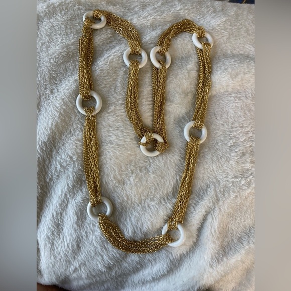 Multi Chains‎ Necklace with White Rings - Picture 2 of 10